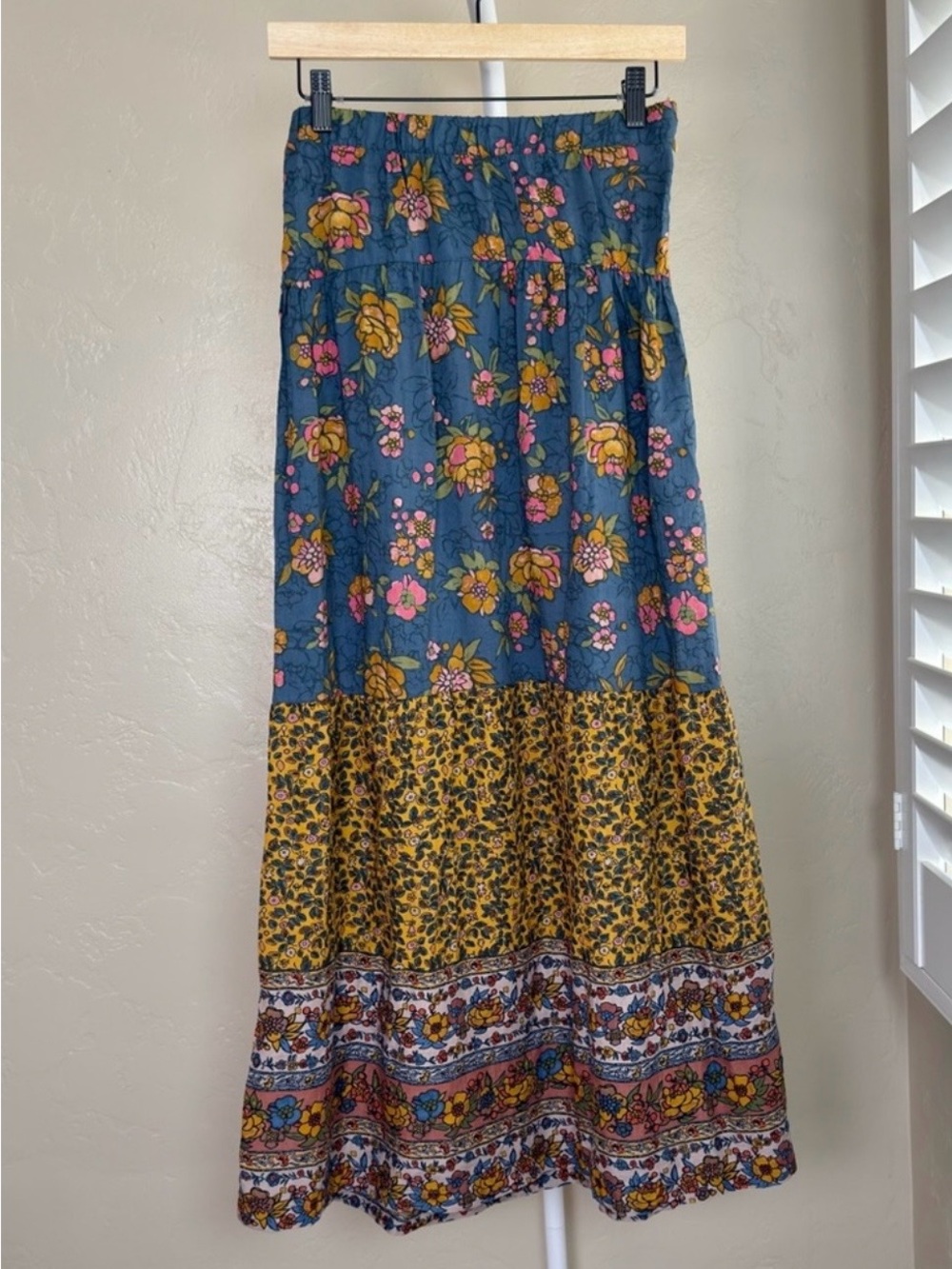 Natural Life Camille Maxi Skirt Small Cotton Blend Patchwork Floral Boho NWT - Picture 2 of 8